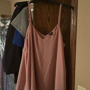 pink flowy sleeveless dress shirt